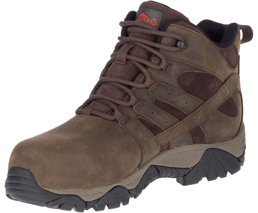 Merrell Boots Brown - Moab Vertex Mid Leather Waterproof Comp Toe Wide Width - Mens 83YIAGXNL